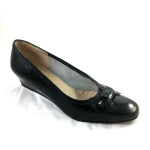 Salvatore Ferragamo Black Wedge Pumps - Patent Leather
